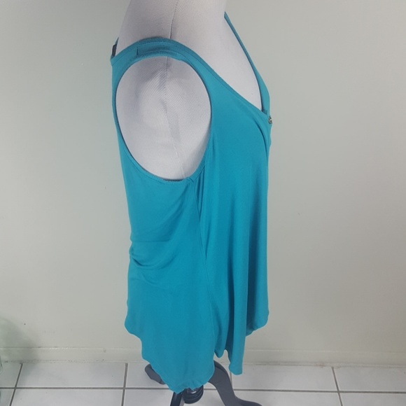 Y2K 2000’s Turquoise Bebe Loose asymmetrical Flowy Tank Top Small / Medium - Picture 4 of 6